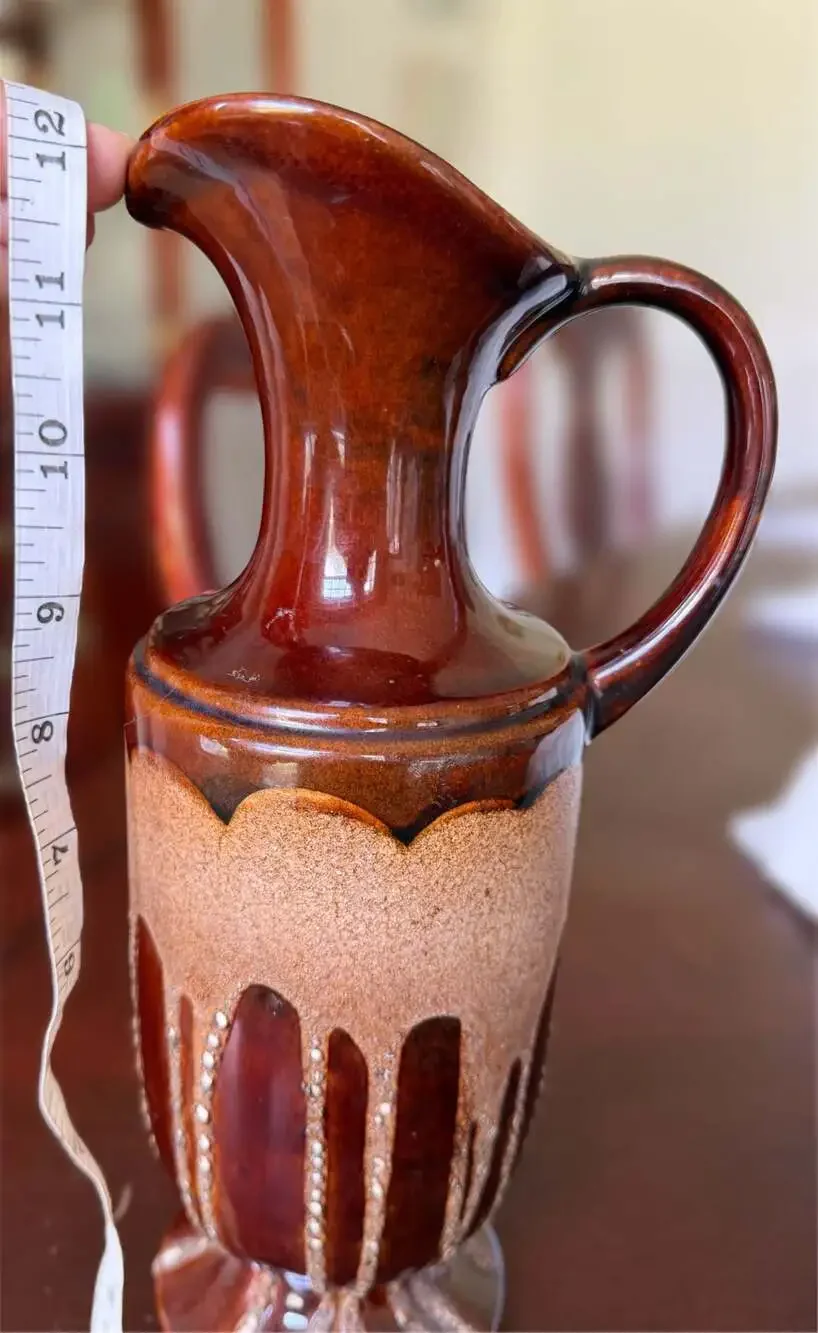 Vintage Royal Haeger Ewer Brown  sandy Lava Drip Glaze 12-inch tall